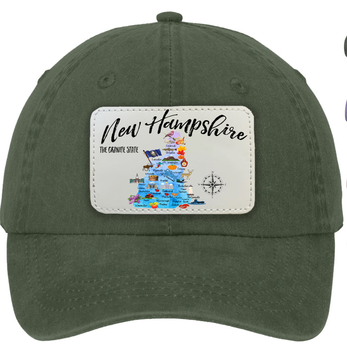 New Hampshire State Map Baseball hat