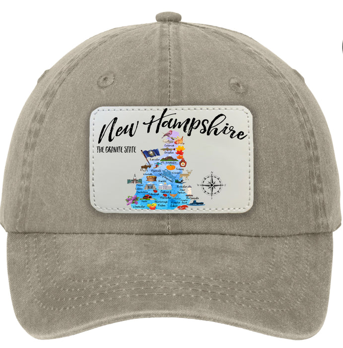 New Hampshire State Map Baseball hat
