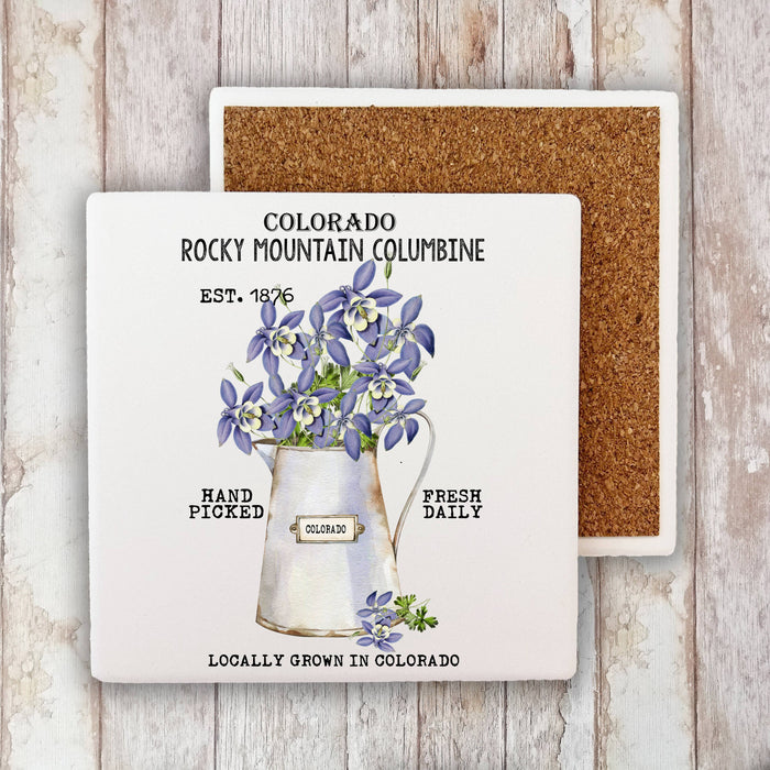 Colorado State Flower Columbine Stone Coaster