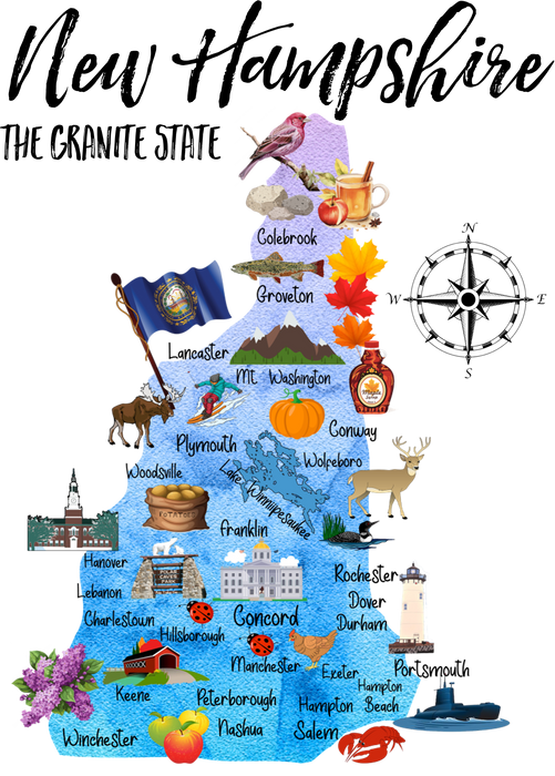 New Hampshire State Map Souvenir