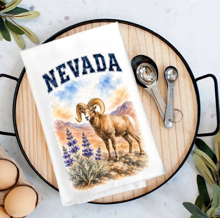Nevada State Bird and Animal Tea Towel