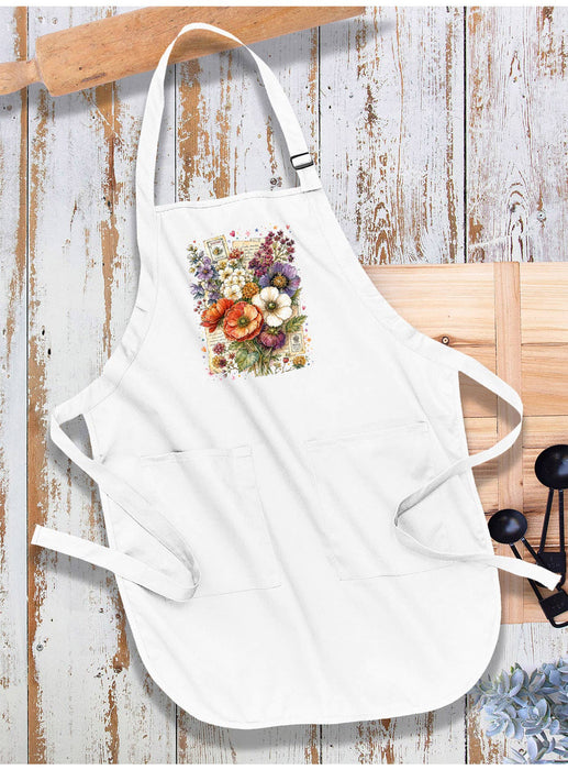 Vintage Watercolor Flowers Apron