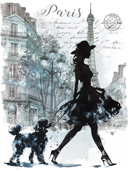 Paris with Girl and Poodle