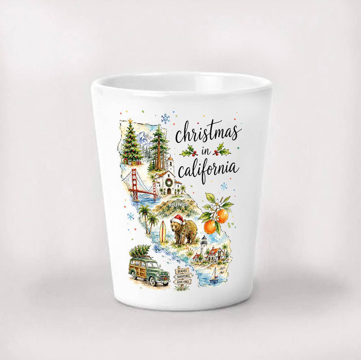 Christmas in California State Map Shot Glass