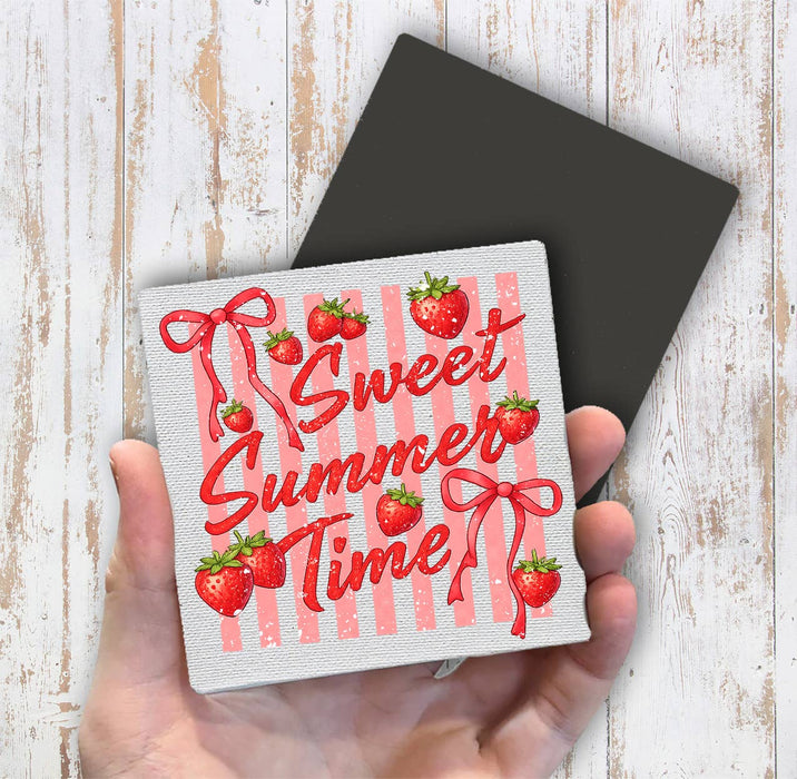 Sweet Summer Time Strawberries Magnet Fridge