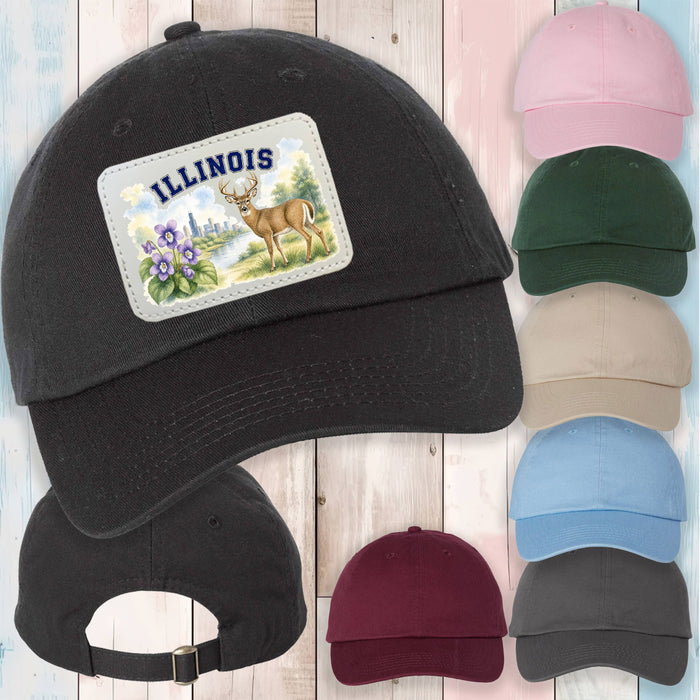 Illinois State Bird and Animal Baseball Hat