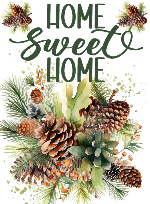 Home Sweet Home Pine Cones Tea Towel