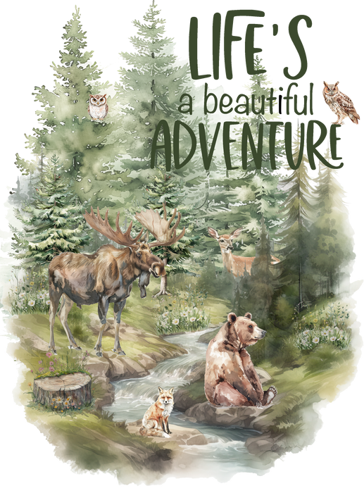 Life beautiful Adventure Woodland Animals Tea Towel