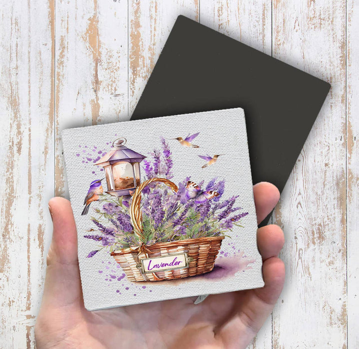 Basket of Lavender Humming Birds Magnet Fridge