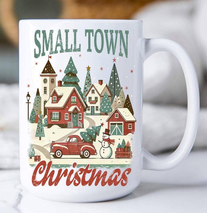 Small Town Christmas Village Coffee Mug