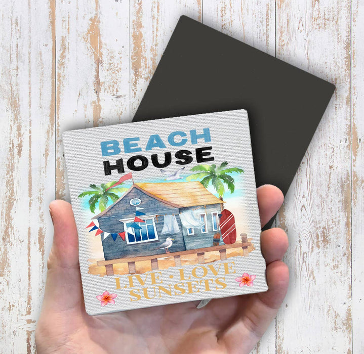 Beach House Ocean Sand Sunsets Magnet Fridge