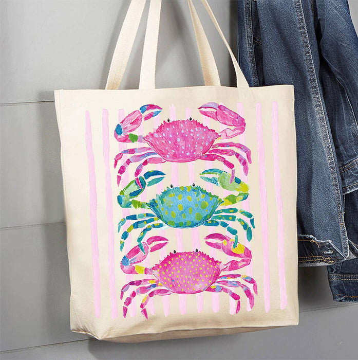 Coastal Crabs Pastel Canvas Tote Bag