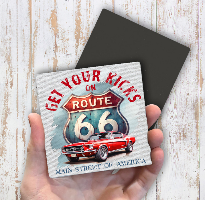 Route 66 Get your Kicks Mustang  Magnet Fridge