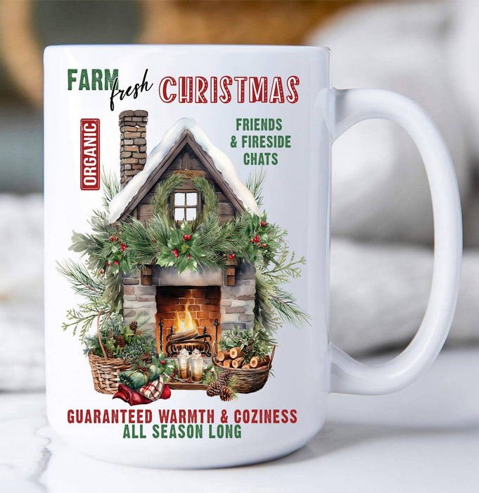 Farm Fresh Christmas Fireplace  Coffee Mug
