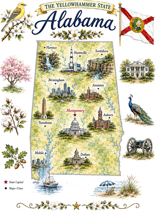 Alabama State Map Landmark