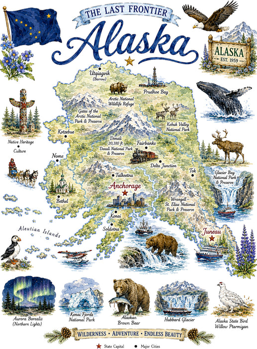 Alaska State Map Landmark