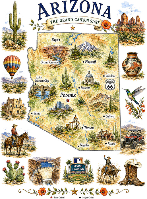 Arizona State Map Landmark