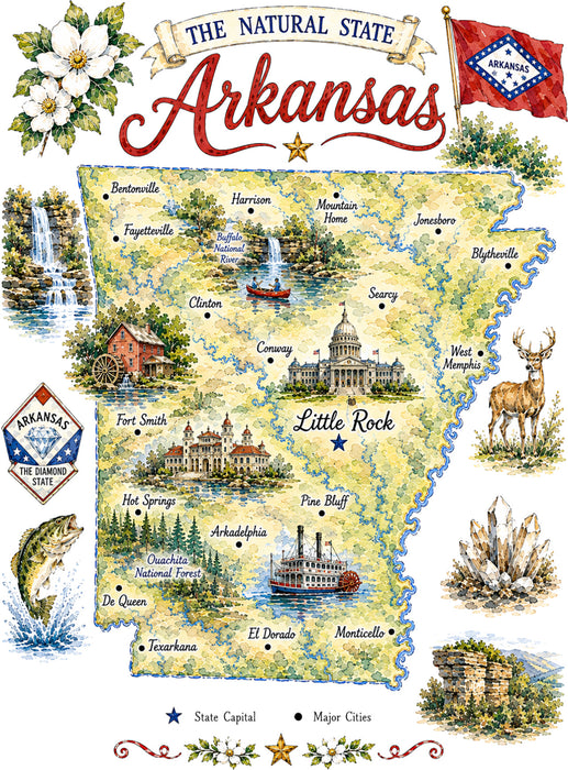 Arkansas State Map Landmark