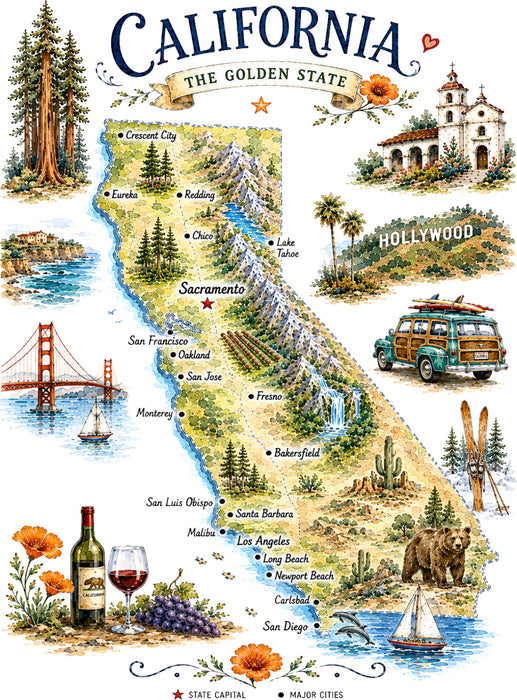 California State Map Landmark