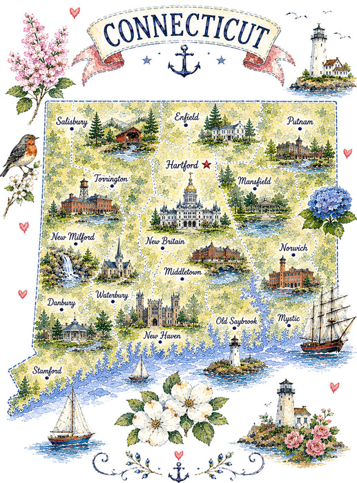 Connecticut State Map Landmark
