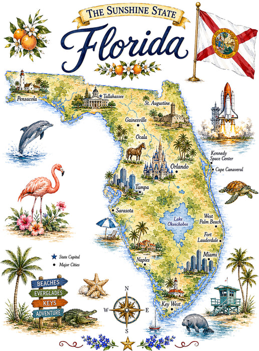 Florida State Map Landmark