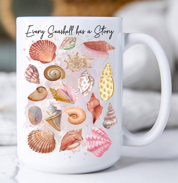 Seashells Has a Story Coastal Beach Coffee Mug