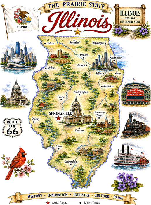 Illinois State Map Landmark