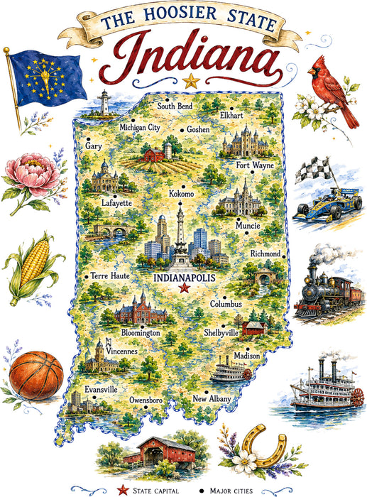 Indiana State Map Landmark