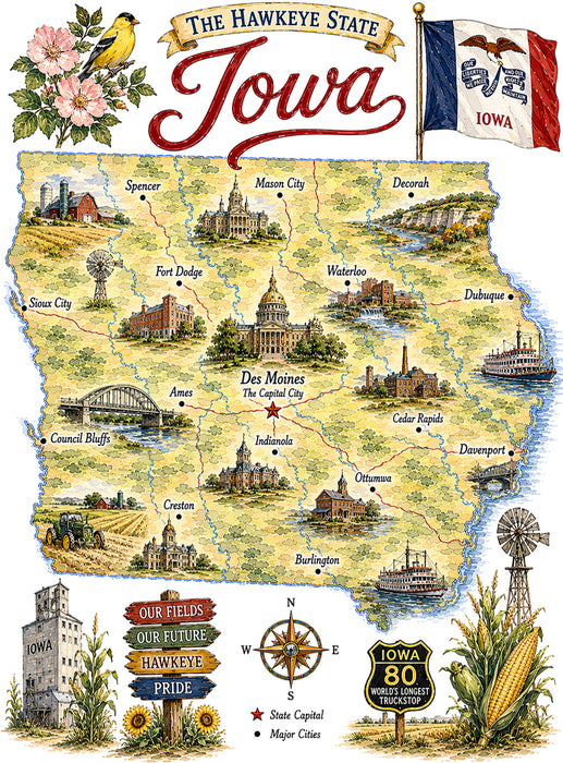 Iowa State Map Landmark