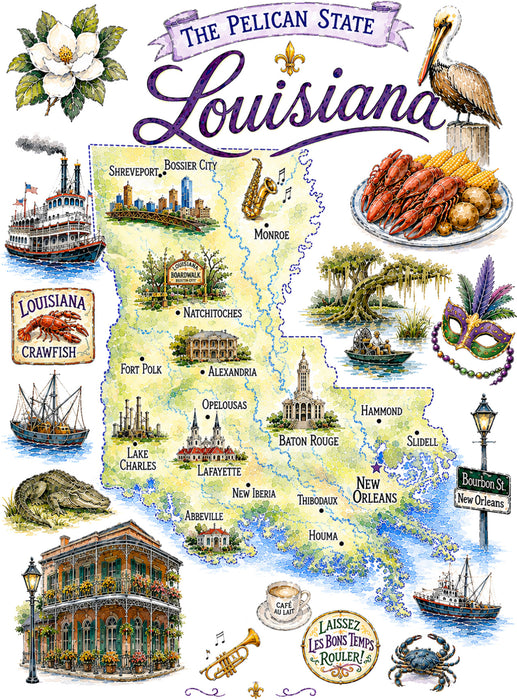 Louisiana State Map Landmark