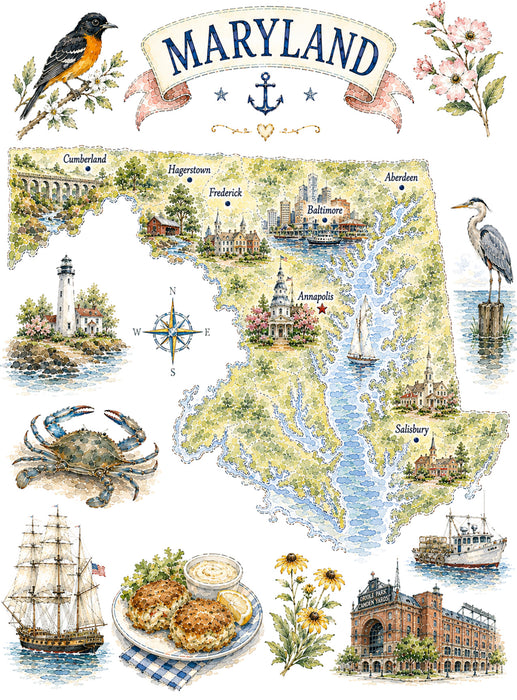 Maryland State Map Landmark