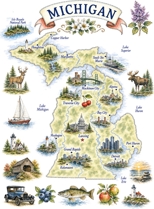 Michigan State Map Landmark