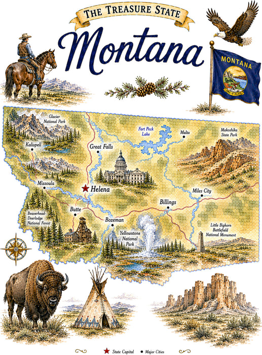 Montana State Map Landmark