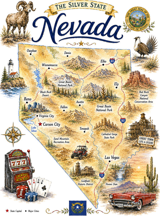 Nevada State Map Landmark