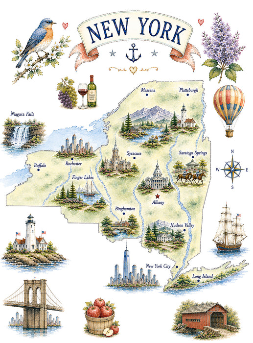 New York State Map Landmark