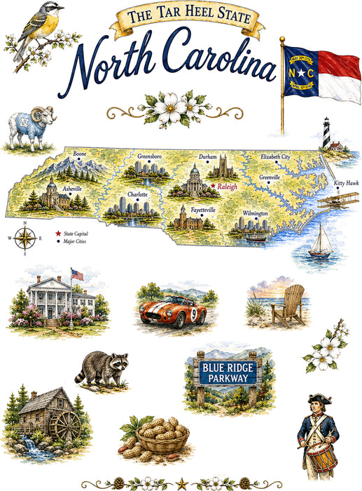 North Carolina State Map Landmark