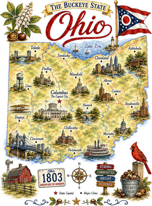 Ohio State Map Landmark