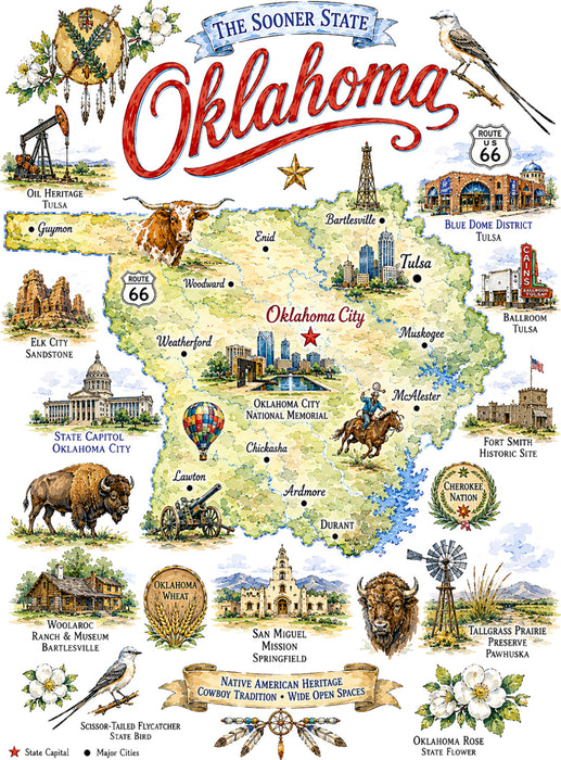 Oklahoma State Map Landmark