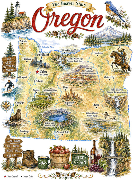 Oregon State Map Landmark