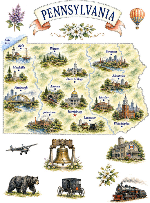 Pennsylvania State Map Landmark