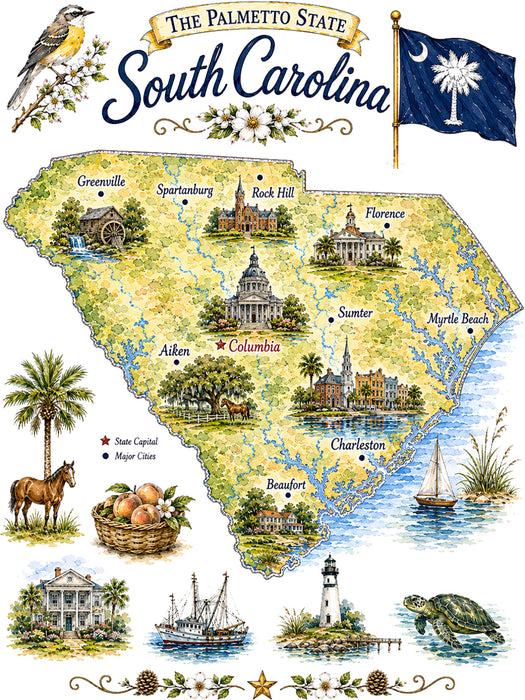 South Carolina State Map Landmark