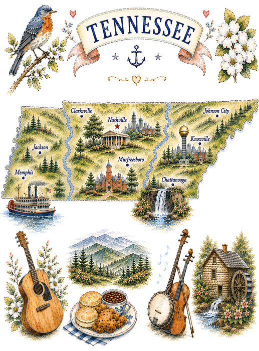 Tennessee State Map Landmark