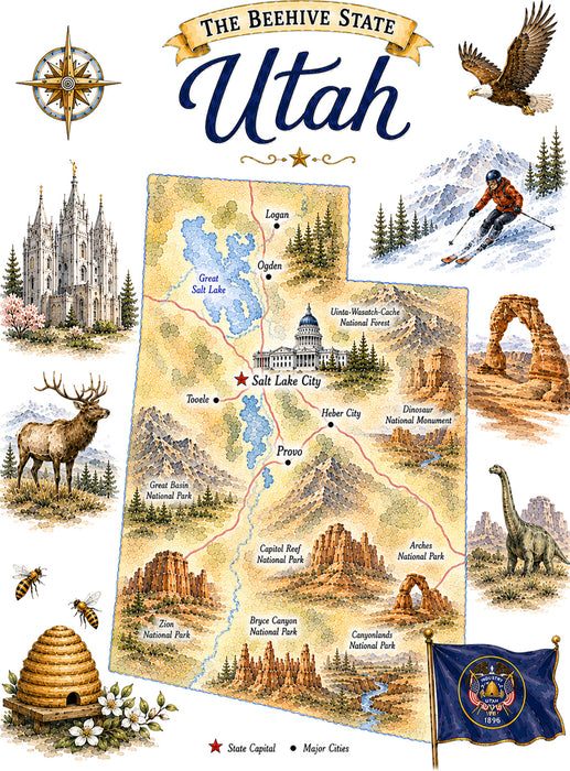 Utah State Map Landmark