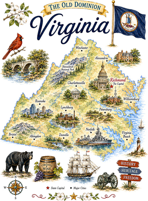 Virginia State Map Landmark