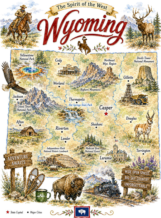 Wyoming State Map Landmark