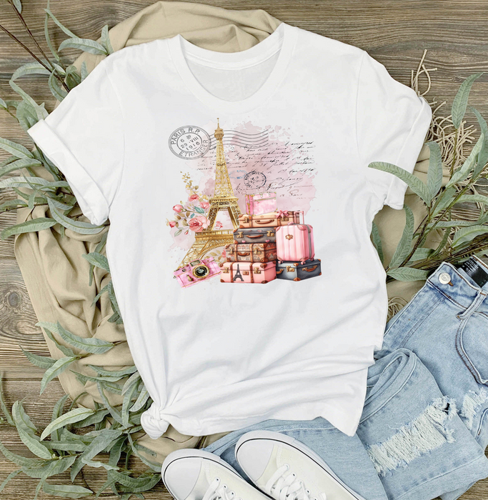 French Paris Eiffel Tower Luggage T-Shirt