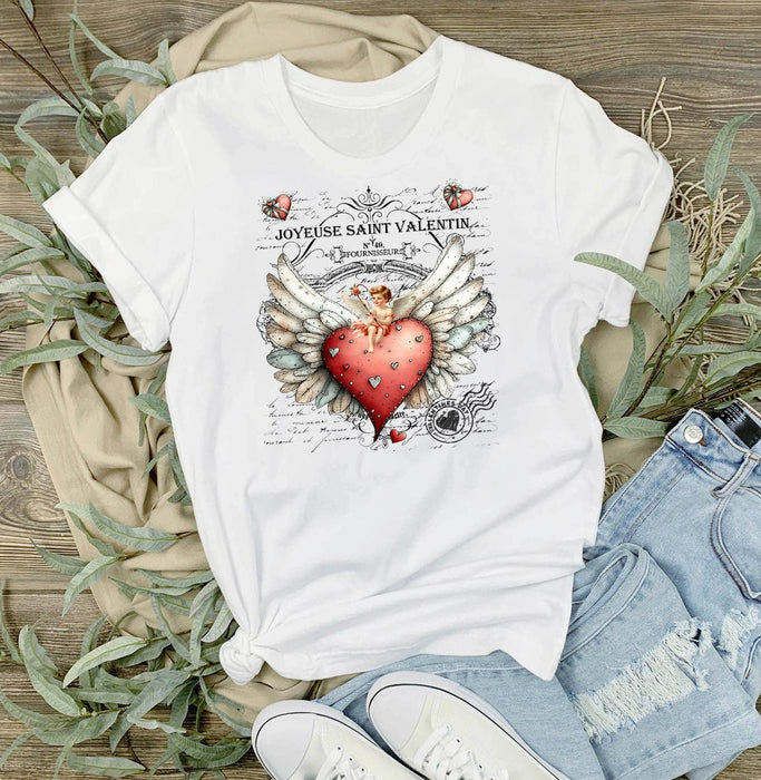 Vintage French Heart Cupid Valentine T-Shirt