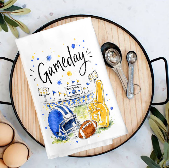 Gameday Football Royal Blue & Gold Tea Towel