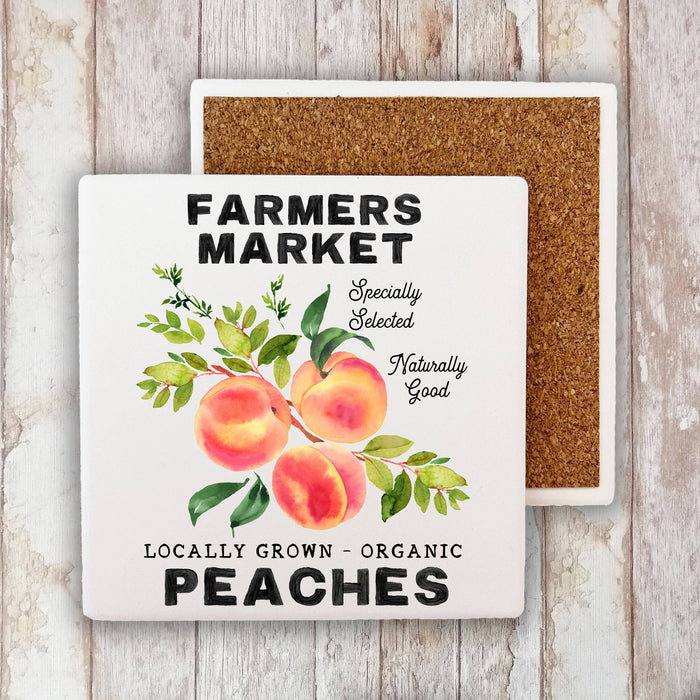 Farmers Market Organic Peaches  Stone Coaster