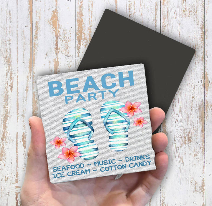 Beach Party Sandals Sand Ocean Magnet Fridge
